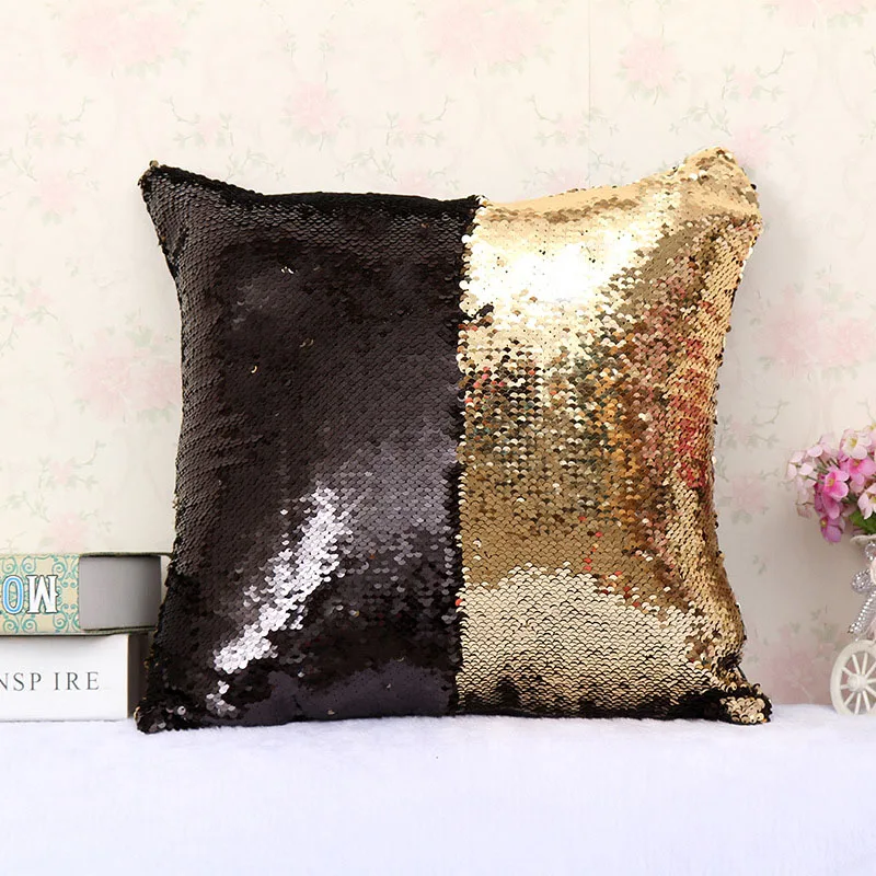 Poszewka 40x40 см блестящий чехол для подушки DIY меняющий цвет Fundas almohadones Подушка-чехол Золотой Серебряный Красный Черный - Цвет: Sequin-08