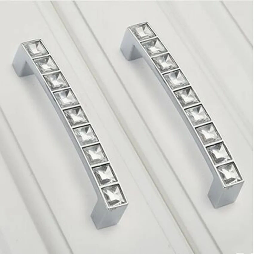 

96mm clear crystal kitchen cabinet handle,bright silver zinc alloy drawer dresser wardrobe furniture handles pulls knobs