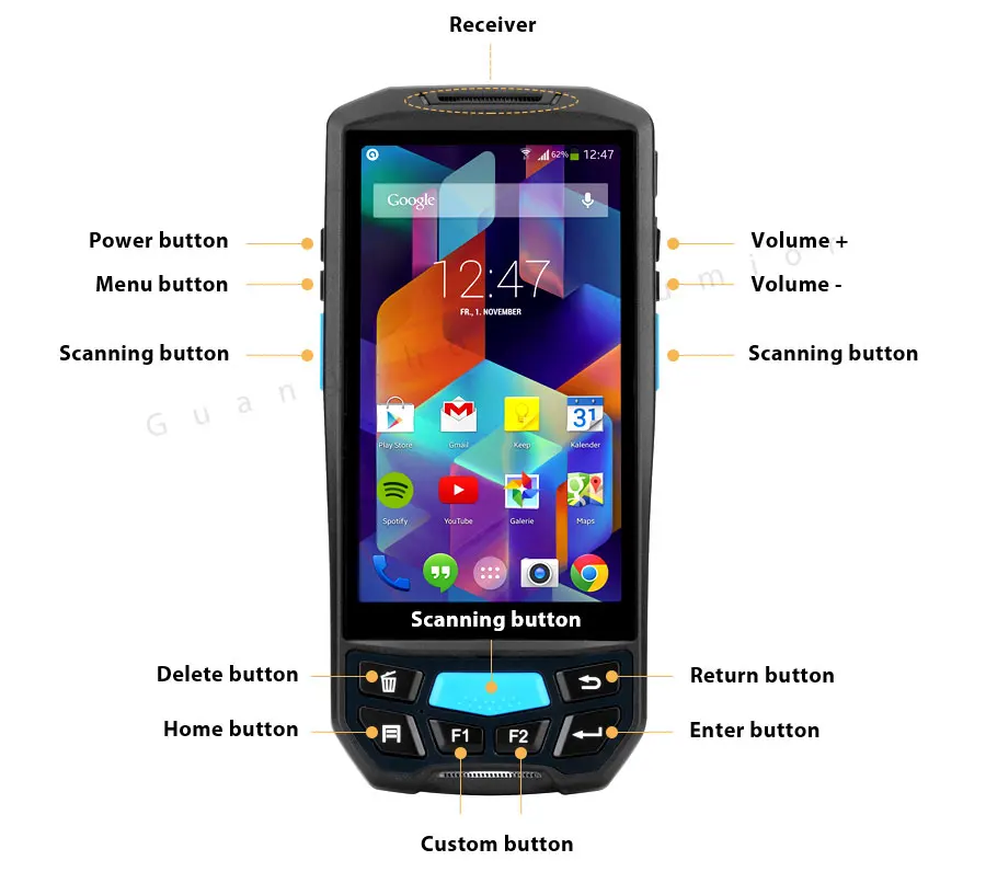 Android 7,0 4G портативный компьютер POS терминал данных принтер Wifi Bluetooth UHF NFC RFID считыватель КПК сканер штрих-кода с дисплеем