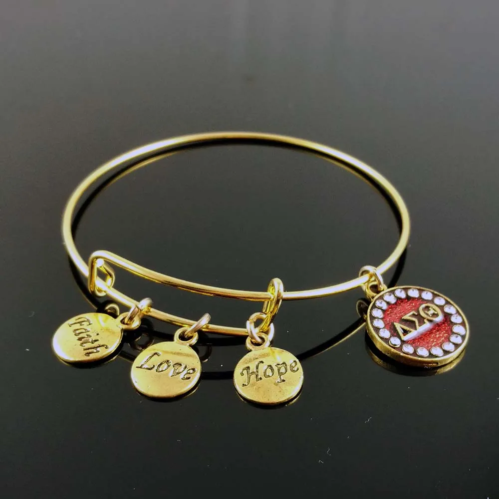 На заказ Греция греческое братство DST AEO handmake Вера Любовь Надежда Delta Sigma Theta DIY Шарм регулируемый браслет ювелирные изделия