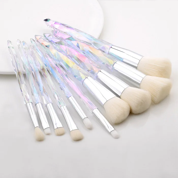 10pcs White FLD 10 шт. Алмазный набор кистей для макияжа Косметические кисть для румян кисть для пудры кисть для нанесения основы под макияж глаз тени для бровей, набор для макияжа Кисти в комплекте - Handle Color: 10pcs White