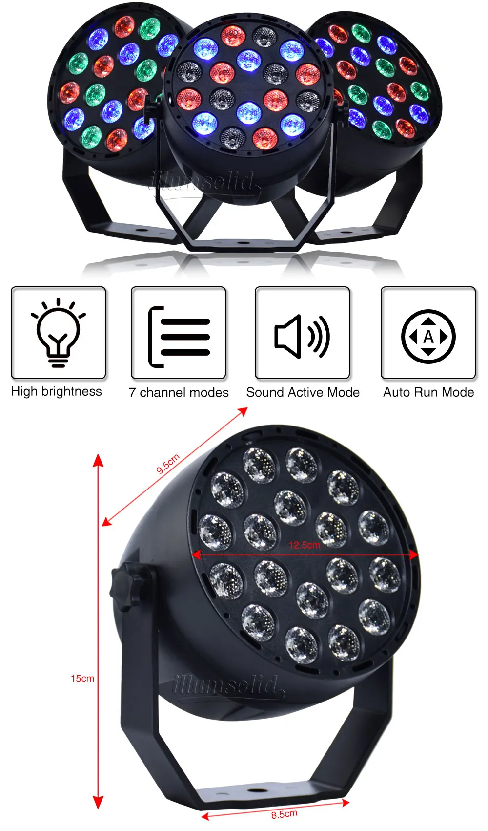 Led par Свет Звук Активированный для DJ Свадьба Рождество год студийное освещение для вечеринки