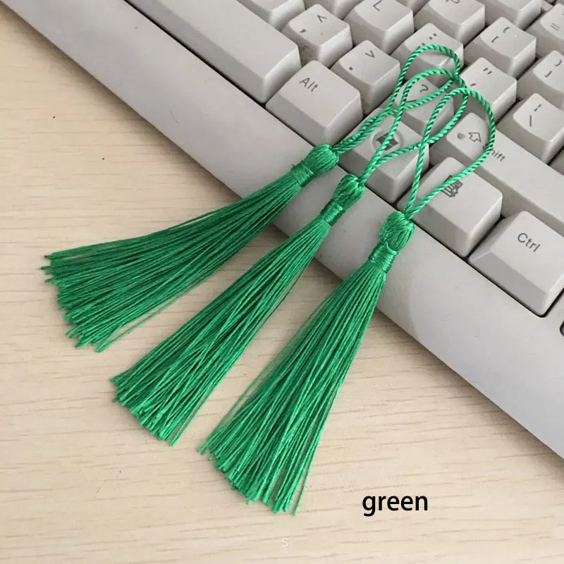 green 100 шт./лот, 8 см., вертикальная кисточка, шелковая бахрома, шитье, Банг, декоративная кисточка, брелок, кисточки для штор, украшение дома - Цвет: green