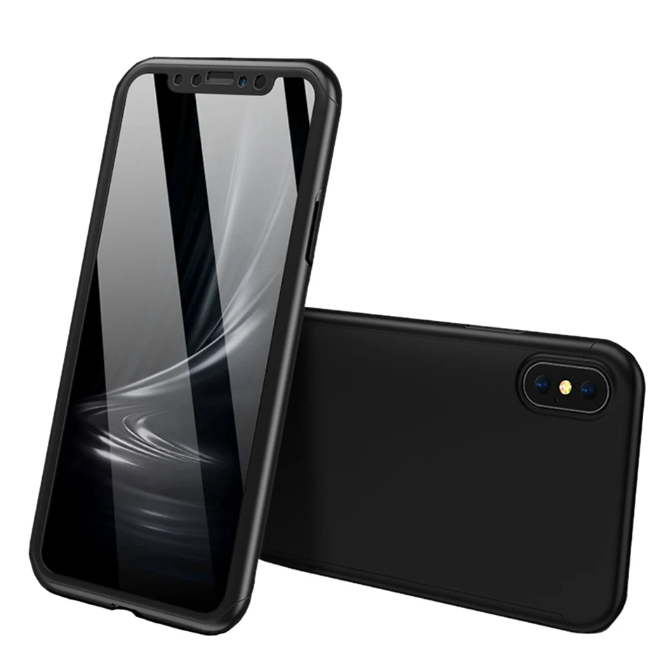 Рамочный чехол 360 градусов чехол с полным покрытием для samsung J4 J6 A7 A8 A5 чехол для samsung Galaxy S10 S9 S8 плюс S7 Note 8 9 Coque - Цвет: Black