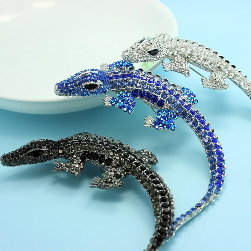 Блестящие Брендовые с аппликацией в виде животного броши Букет Kawaii крокодил