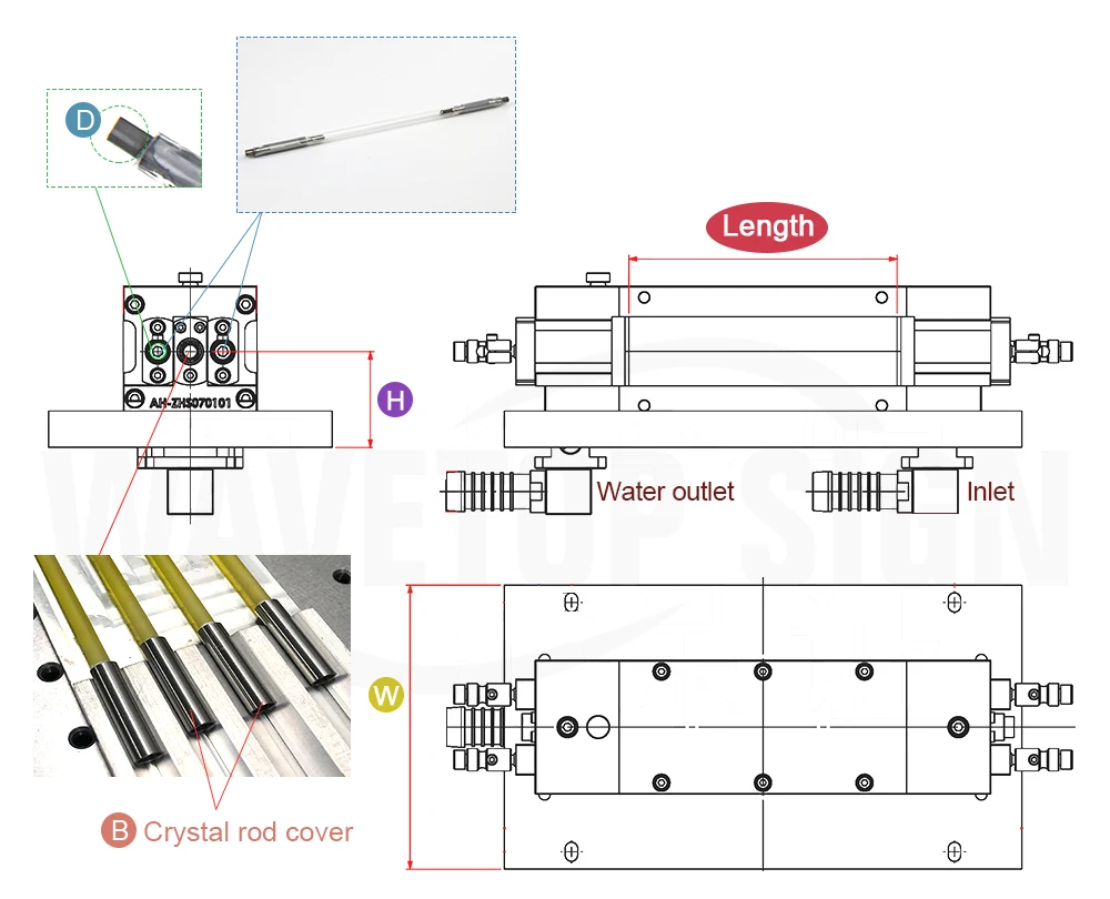 WaveTopSign Dual Lamp Laser Cavity Reflector Cavity Length 110-190mm use for YAG Laser Welding and Cutting Machine
