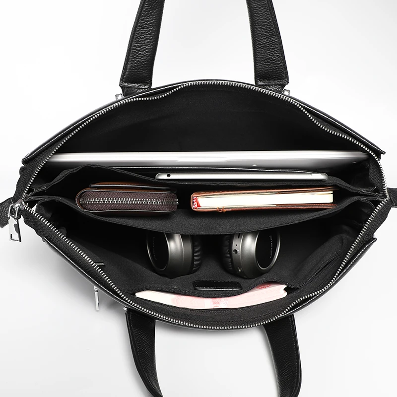 Большой мужской портфель из натуральной кожи сумка для ноутбука 14 дюймов через