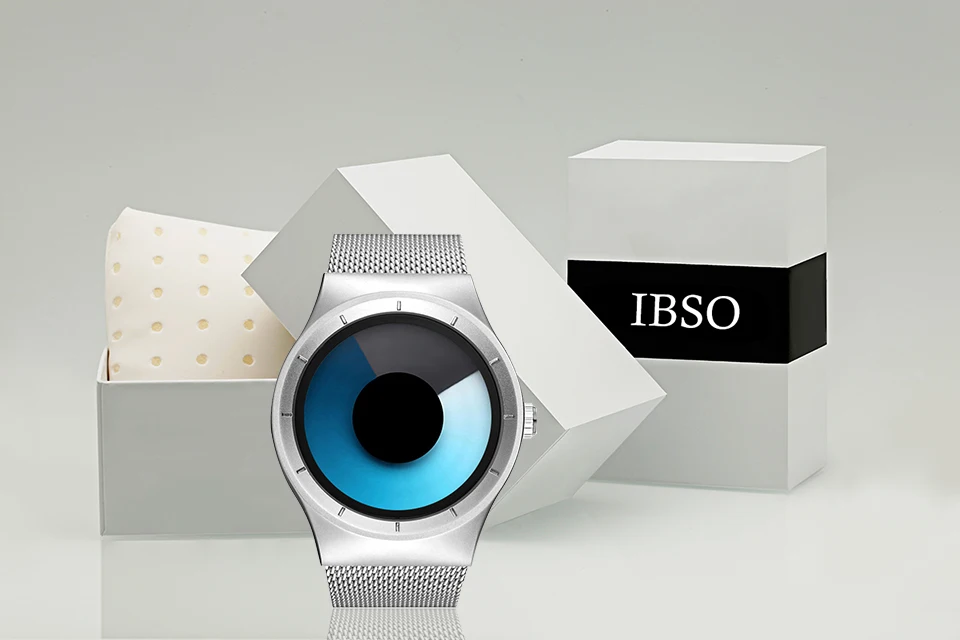 Бренд IBSO, модные креативные мужские часы,, нержавеющая сталь, сетчатый ремешок, кварцевые спортивные часы, мужские часы с вращением, мужские часы