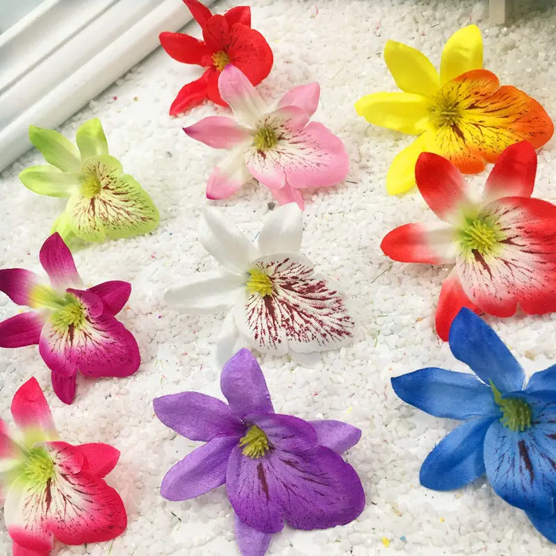 5 шт./искусственные шелковые цветы маленькая голубая бабочка Орхидея DIY