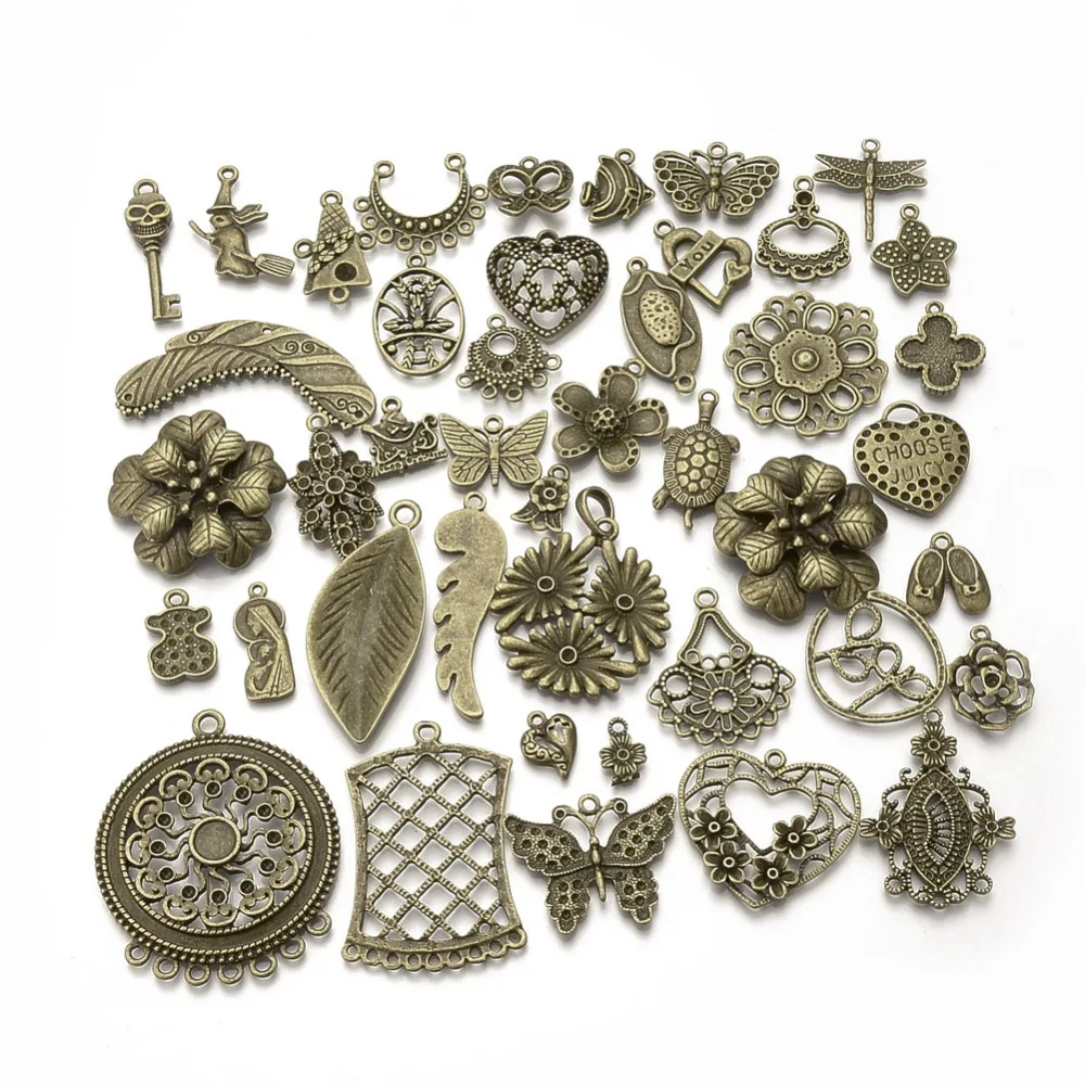 

Wholesale 100pcs Assorted Antique Bronze Mixed Charms Pendants DIY for Jewelry Making and Crafting Accessory