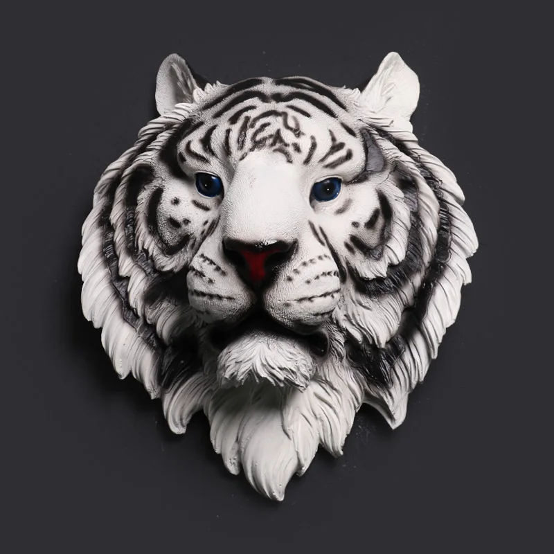 

Abstract White Tiger Head Sculpture Wall Mounted Resin Animal Totem Mascot Decoration Art and Craft Present Ornament Accessories