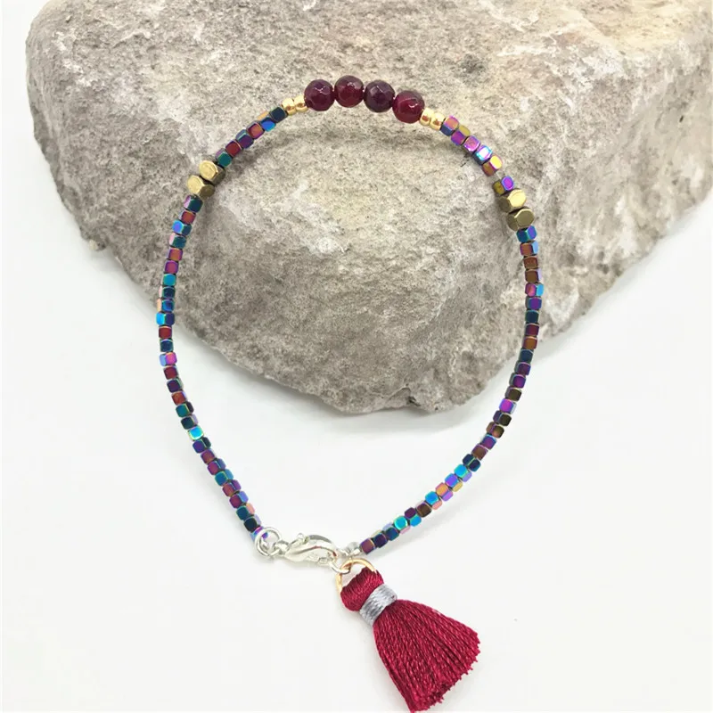 Youga новые модные made by hand натуральный камень браслет из бисера Простой Hemati tassal