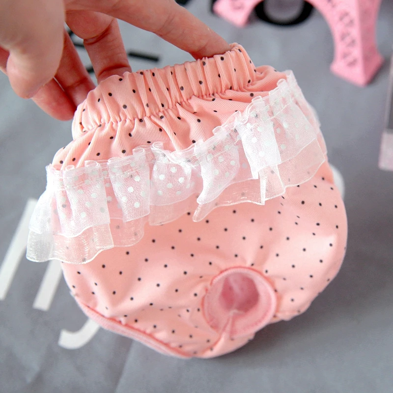 Розовый кружевной в горошек нижнее белье для домашних животных собачий