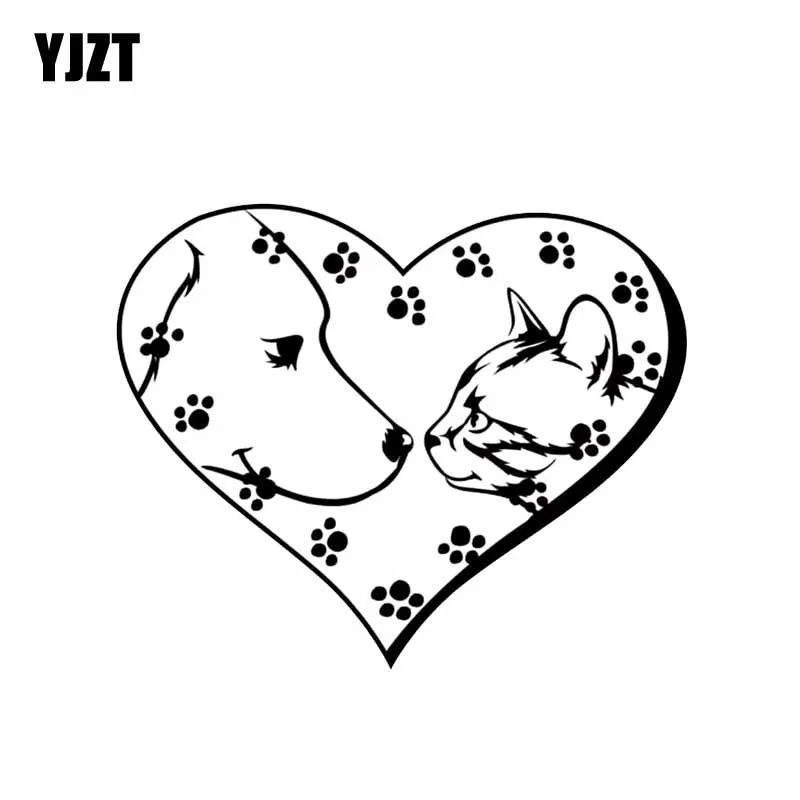 

YJZT 15,1 см * 12,4 см принт в виде сердечной лапы виниловая наклейка с принтом собаки украшение автомобиля стикер животного черный/серебристый ...