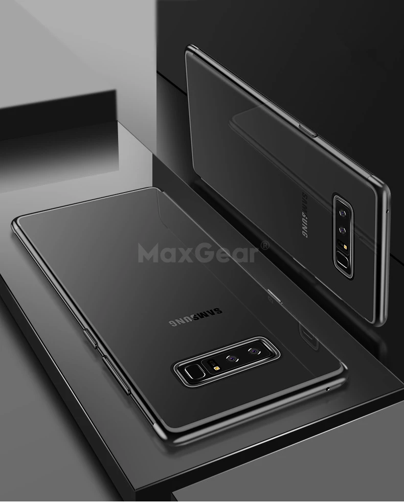Black MaxGear защитный силиконовый чехол для телефона для samsung Galaxy Note 5 8 9 прозрачный тонкий чехол для samsung S6 S7 Edge S8 S9 Plus - Цвет: Black