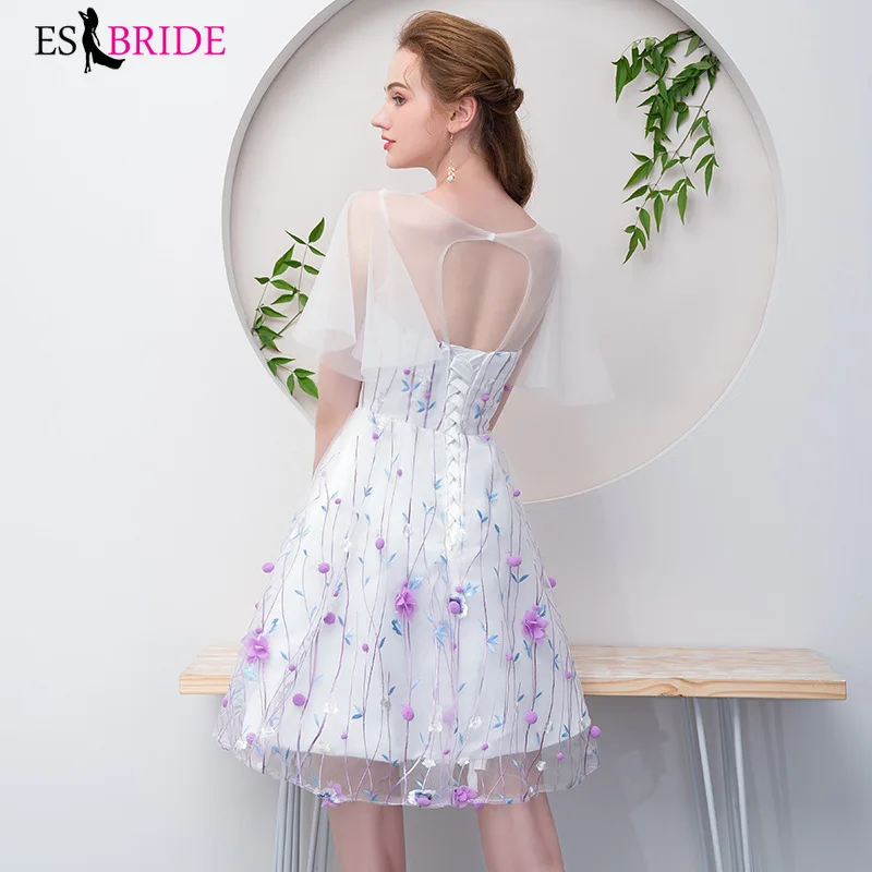 Элегантные белые вечерние Платья Vestidos De Fiesta De Noche, вечерние платья трапециевидной формы, короткие модные вечерние платья es1983