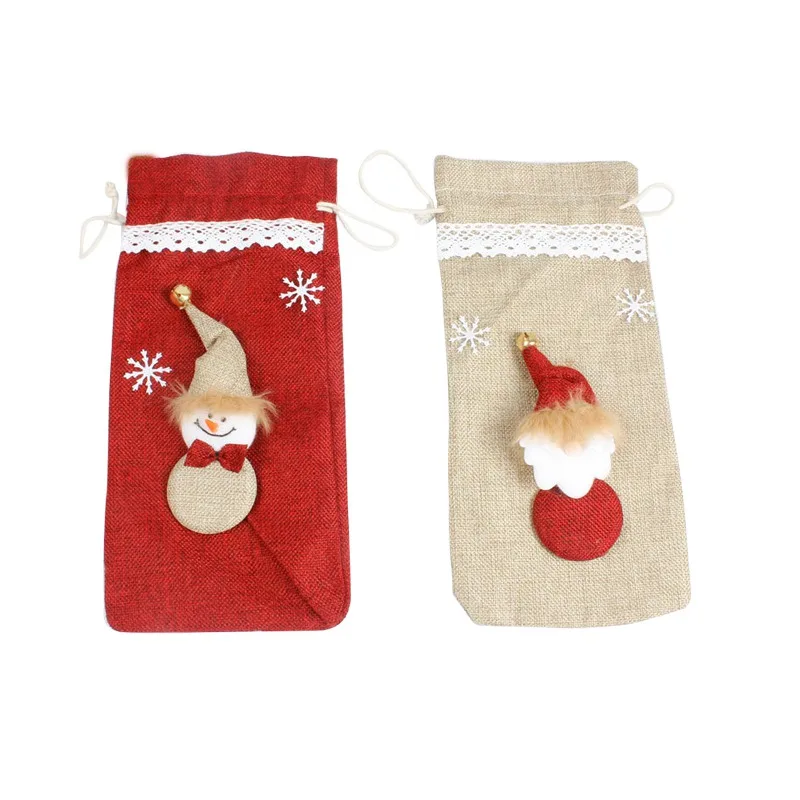 Hoomall натуральная крышка для бутылки с красным вином сумки DIY рождественские