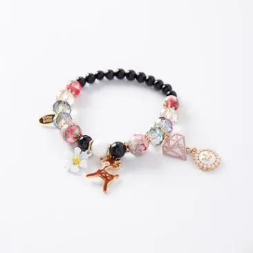Bohemian style small fresh flower powder crystal stone fawn pearl crown creative beaded bracelet | Украшения и аксессуары