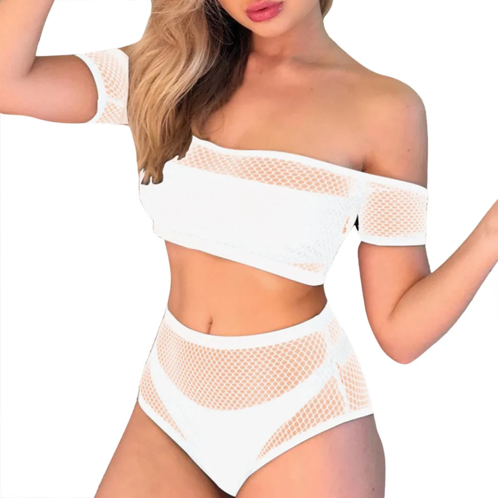 Женский купальник бикини SAGACE однотонный из сетчатой ткани пляжный топ с вырезами