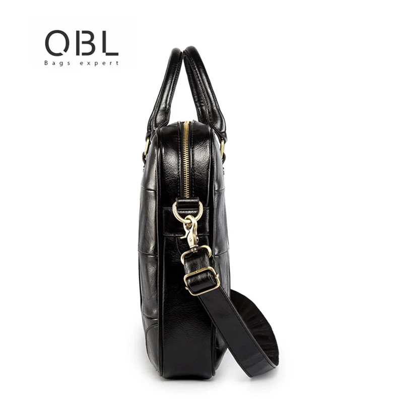 QiBOLu Men Business Handbags Briefcase Bag Male High Quality Dress Shoulder For Men's Solid Leather Laptop Bags | Багаж и сумки