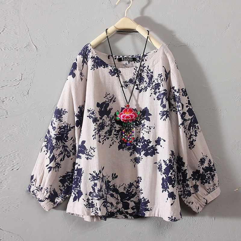 2019 летняя новая женская футболка большого размера из хлопка и льна Ретро Бохо