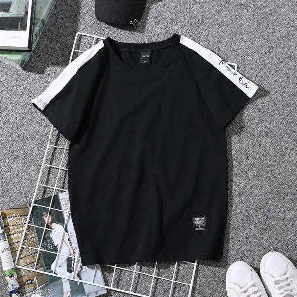 NH1031black Харадзюку летняя футболка с коротким рукавом Повседневная печать парные тройники студенты Харадзюку Графический полосатый футболка размера плюс - Цвет: NH1031black