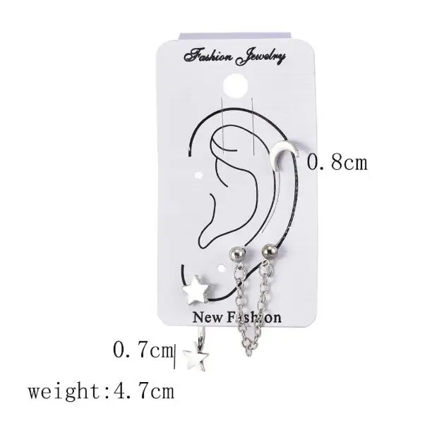 Серьги в стиле панк с Луной и звездой модные женские серьги со стразами 4 шт.