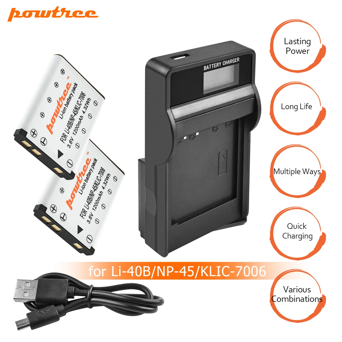 

2X Li-40B LI-42B LI40B LI42B Batteries+LCD USB charger For Olympus For Nikon fuji NP-45 NP 45A 45B 45S EN-EL10 ENEL10 L10