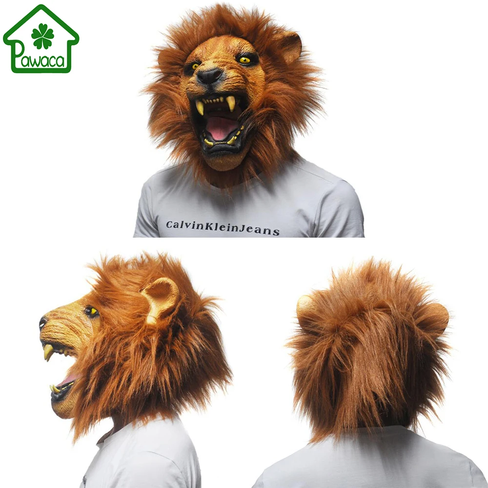 1 шт. Реалистичная маска &quotСердитый Лев&quot голова латексные маски на все лицо
