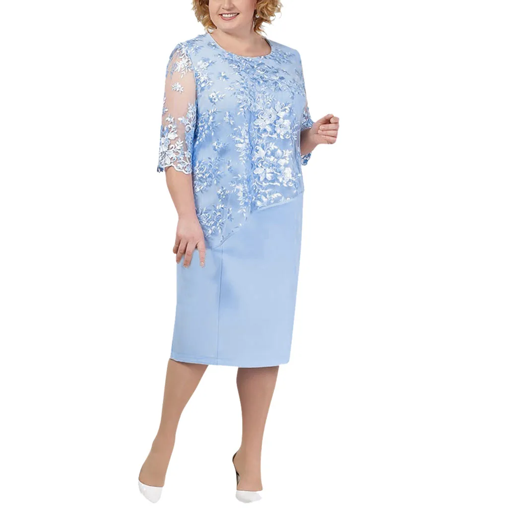 5XL женское платье большого размера кружевное короткое миди с блестками Дамское