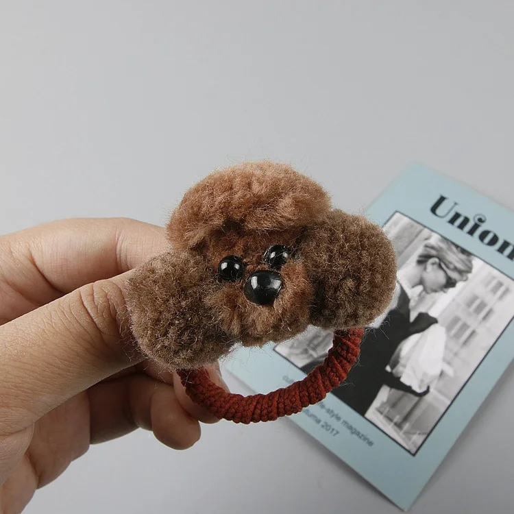 Dark Brown Милые помпоны для девочек с помпонами, ленты для волос, круглые помпоны, держатель для волос, эластичные ленты для волос для детей, HC109 - Цвет: Dark Brown