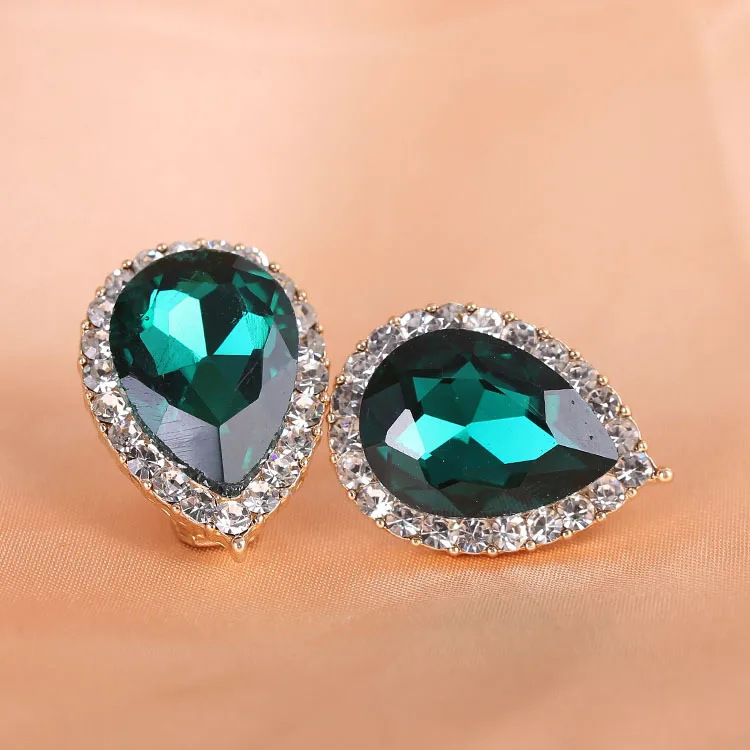 Серьги без пирсинга свадебные серьги клипсы стразы капли для выпускного