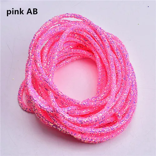pink AB 5 м/лот прозрачные стразы круглая цепочка отделка 6 мм свадебное платье украшение Свадебная аппликация Srtass Banding Diy Одежда для дома - Цвет: pink AB