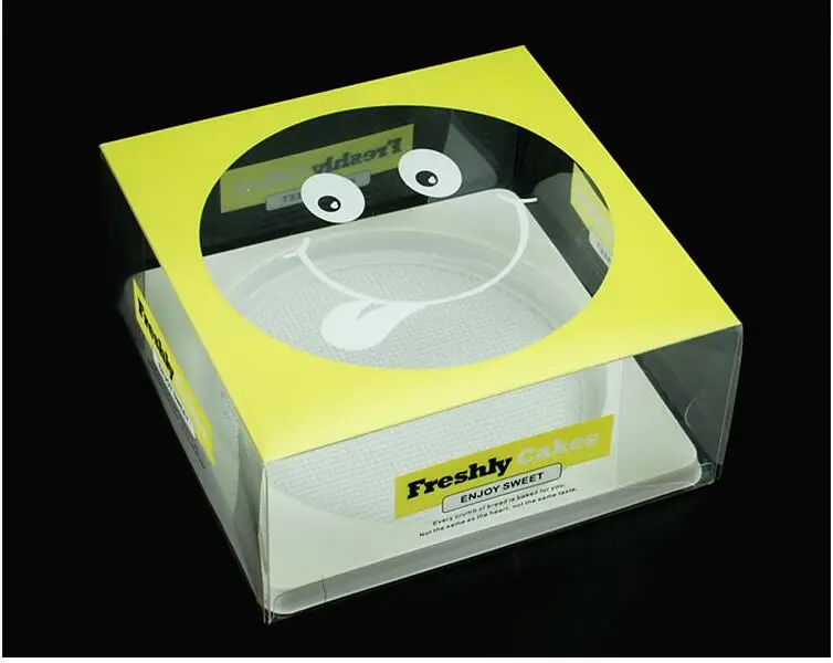 10 шт 13х12 5 х6 см Smiley Face Print прозрачный чизкейк торт коробка день рождения