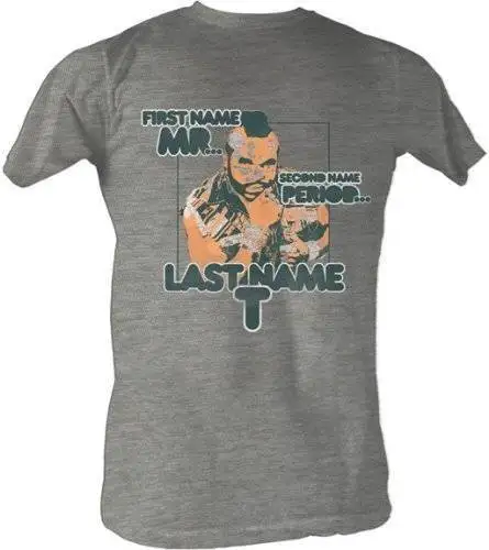 Взрослая серая футболка с надписью A Team Mr. T First Name Last героями мультфильмов Мужская