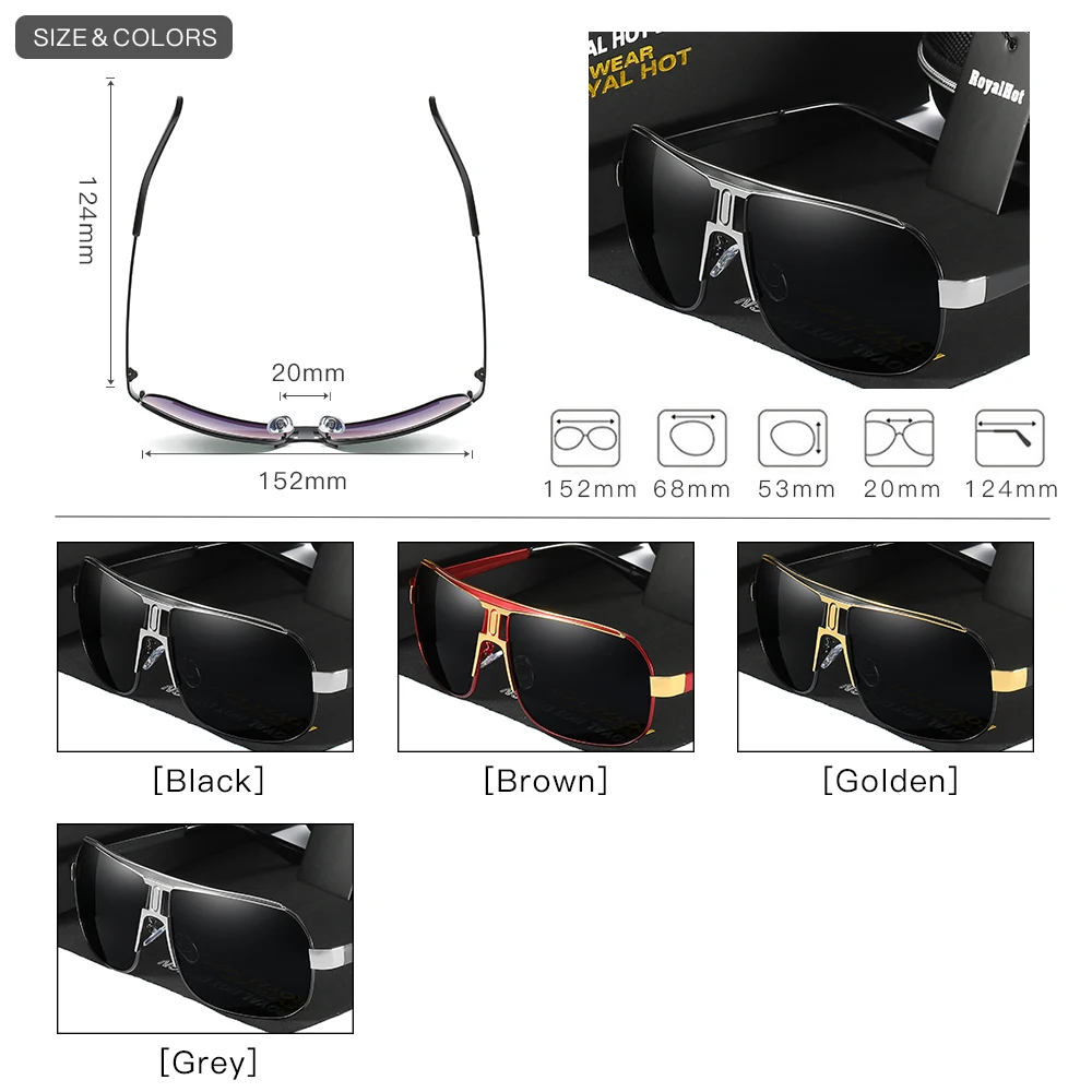 Королевская Горячая Большая оправа Овальный металлический сплав поляризованные