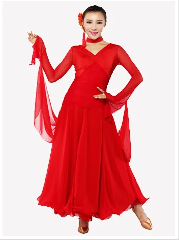 M XL черный Красный Новые женские бальное платье для танцев одежда девушек танго