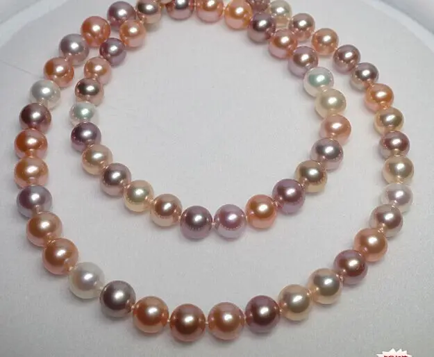 

elegant 9-10mm SOUTH SEA WHITE GOLD PINK WHITE MULTICOLOR PEARL NECKLACE 18''