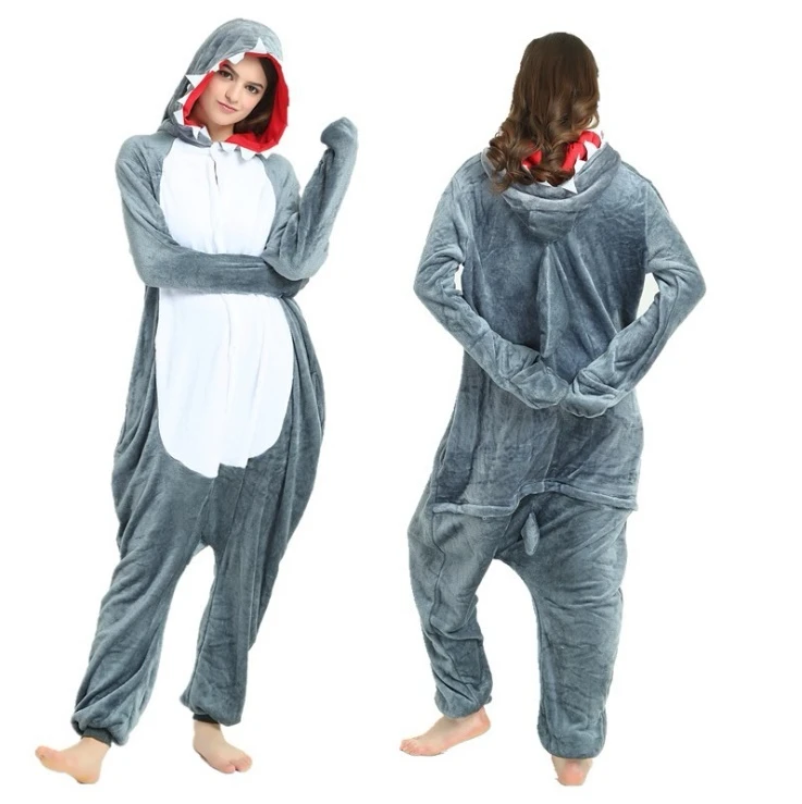 

New Adult Pajamas Cosplay Grey Shark Onesies Unicorn Kigurumi Pyjamas Cartoon Halloween Costume Sleepwear Panda Jumpsuit Clothes