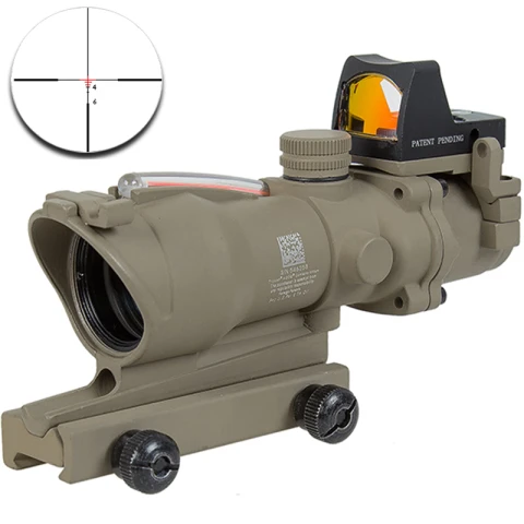 SZRBPB-CROSS Trijicon ACOG 4X32 оптический прицел CAHEVRON сетка волокно зеленый красный с подсветкой Оптический прицел с RMR мини Красный точка зрения - Цвет: SZRBPB-CROSS