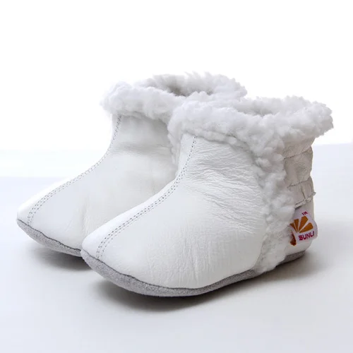 baby boots white Ботинки для девочки зима Кожа младенца сапоги зимние снегоступы ребенка для девочек теплый ребенка загрузочные мальчиков зимние сапоги обувь для детей 0- 24 м софт единственный пинетки обувь для малышей - Цвет: baby boots white