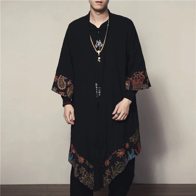Кимоно DZ001 мужское в японском стиле кардиган хаори юката Самурай карате халат
