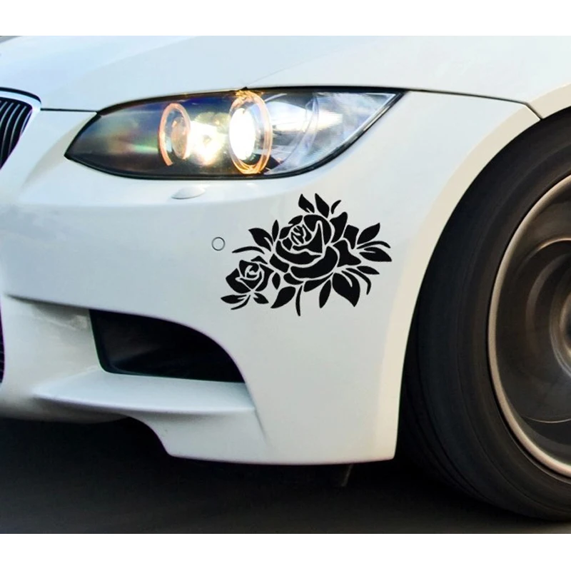 Забавные наклейки на автомобиль 2 шт. цветок роза наклейка капот двигателя