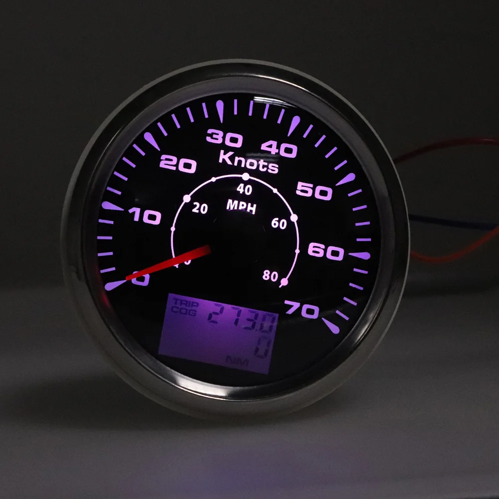 Stainless Steel &amp Glass 85mm Marine Car Digital LCD Speedometer 70 Knots 80 MPH GPS Gauge with 7 Colors Backlight | Автомобили и