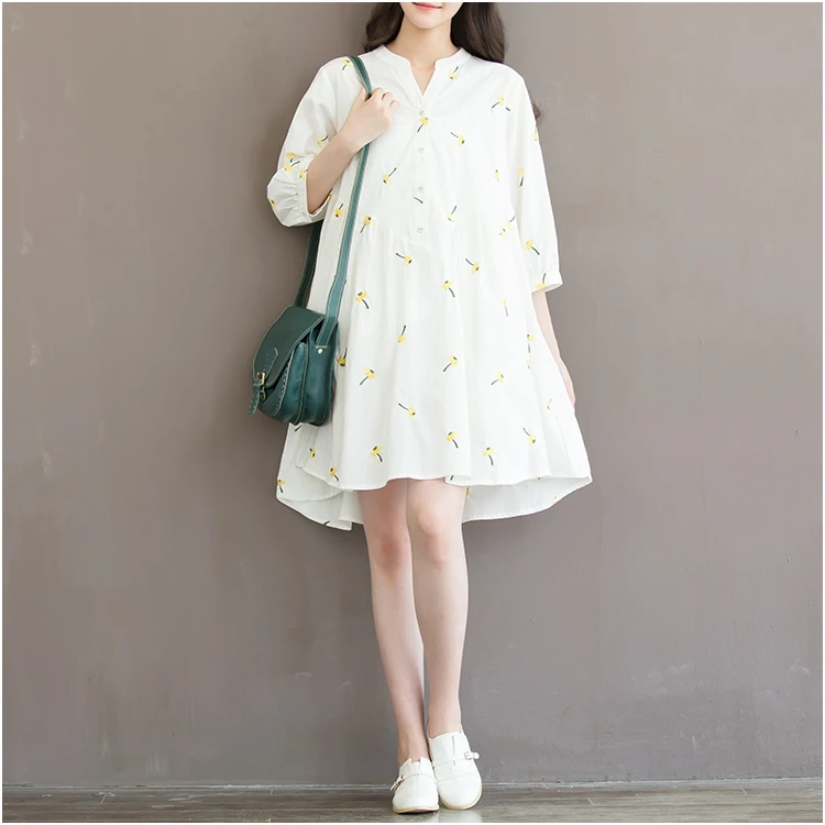 Dress Women Rushed Time-limited None Ukraine Women's Free Shipping 2019 Autumn College Wind Cotton And Embroidered Female | Женская