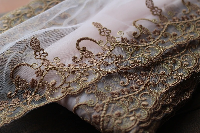 2 ярдов/партия 13 см широкая вышитая Тюлевая фотокружевная лента французская