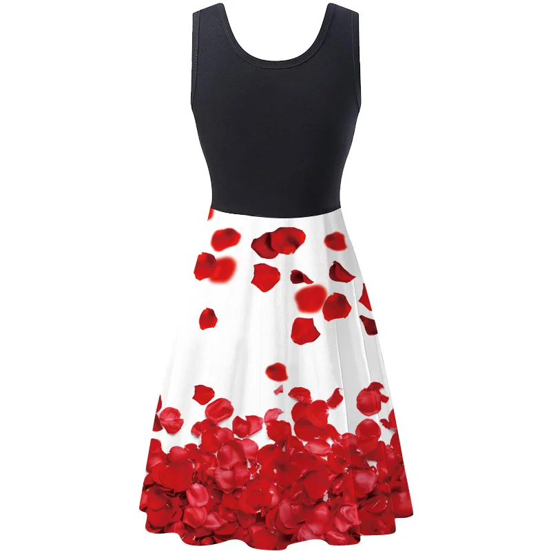 Женское винтажное платье-чехол без рукавов с цветочным принтом и круглым вырезом