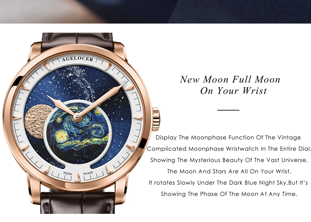 AGELOCER Moon Phase часы швейцарские мужские часы Элитный бренд Мощность резерв 80 часов Moonphase механические с автоподзаводом часы 6401D2