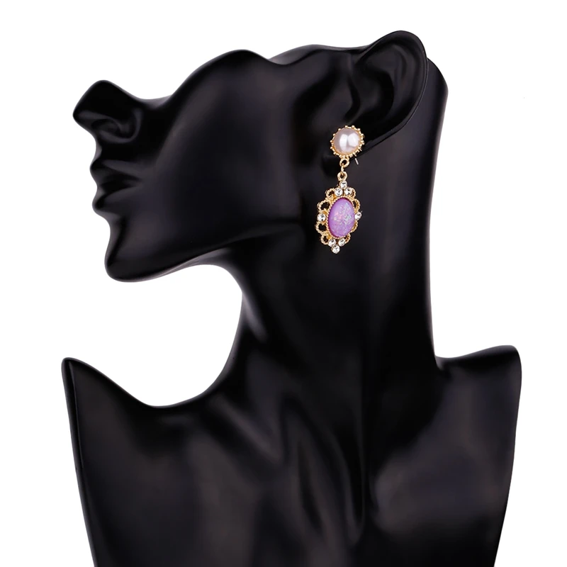 Junlead Fashion Korean Design Bohemian Hanging Statement Earring Boho Purple Gem Flower Drop Dangle Earrings for Women Jewelry | Украшения