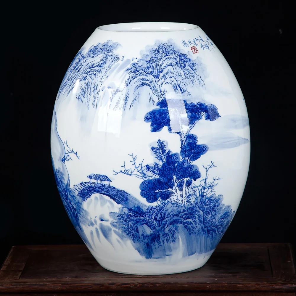 Керамика Jingdezhen Fang Chunhui знаменитая подглазурная роспись сине белая ваза картина